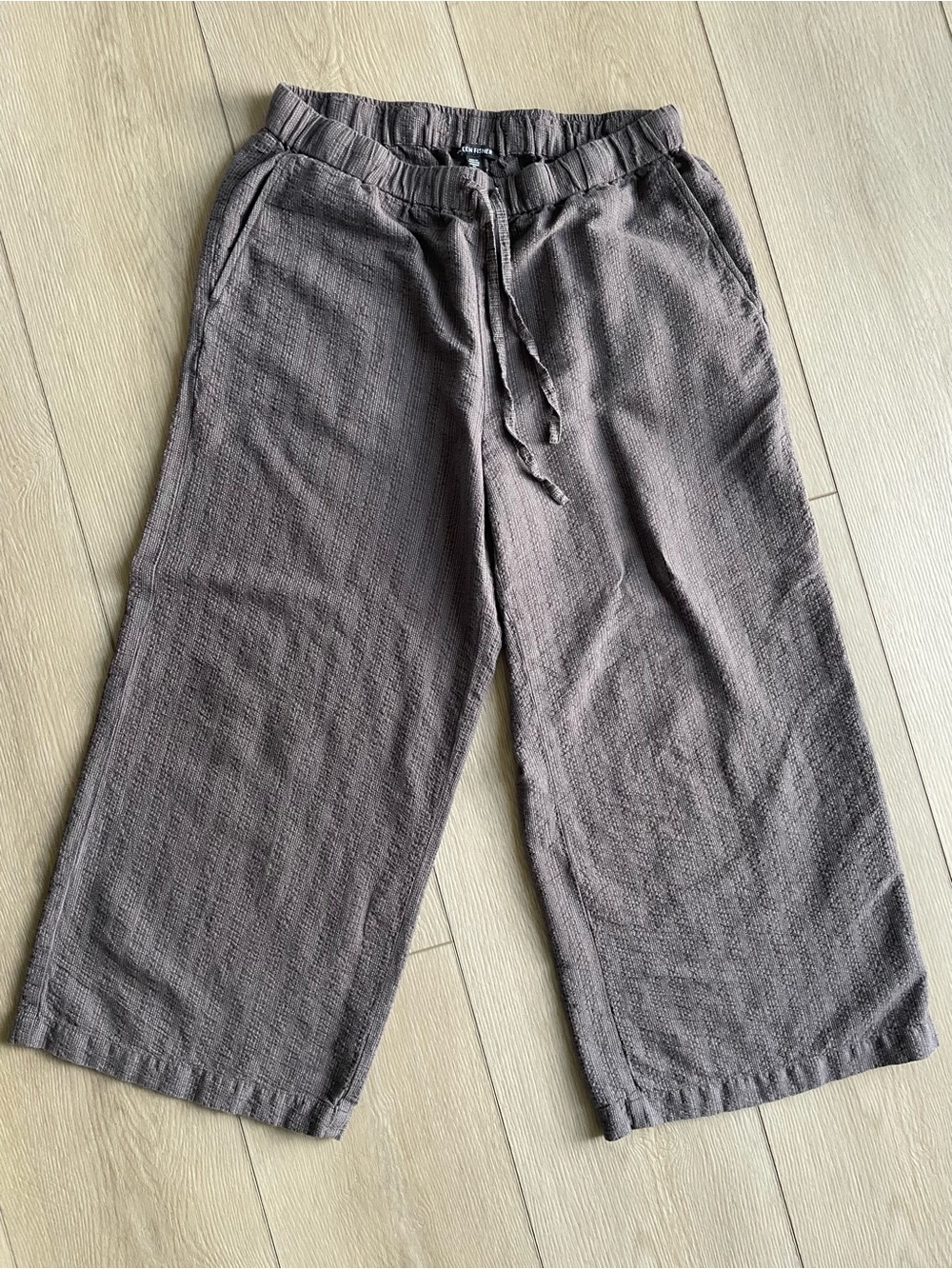 Stripe Organic Cotton Blend Crop Wide Leg Pants Size Small
